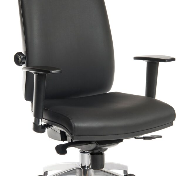 Teknik Office Ergo Plus Ergonomic Executive Operator PU Office Chair With Headrest and Apex Adjustable Arms and Premier Base Black - Certified For 24