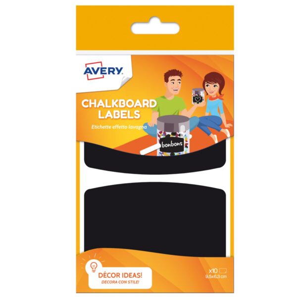 Avery UK Chalkboard Labels Reusable 95 x 63 mm Black (Pack 10 Labels) - ARDO10.UK