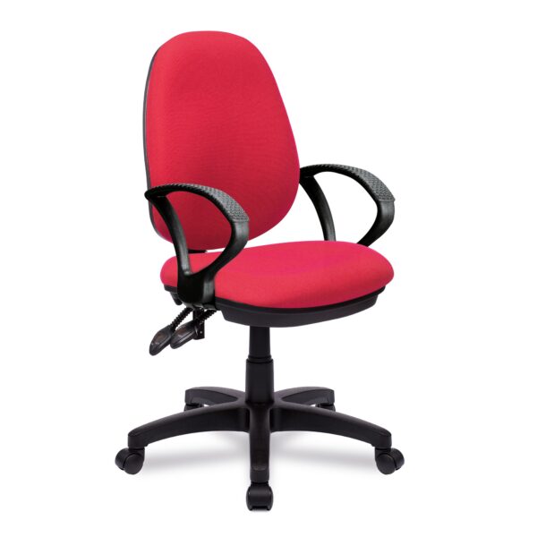 Nautilus Designs Java 200 Medium Back Twin Lever Fabric Operator Office Chair With Fixed Arms Red - BCF/P505/RD/A