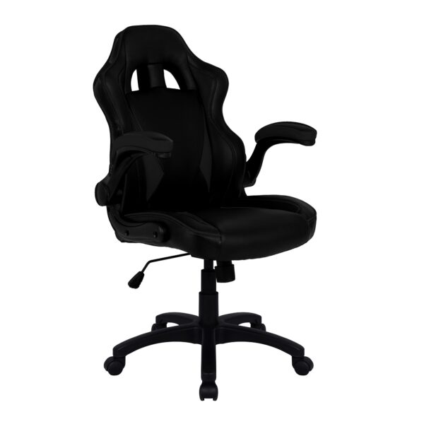 Nautilus Designs Predator Ergonomic Gaming Style Office Chair with Folding Arms and Integral Headrest and Lumbar Support Black - BCP/H600/BK