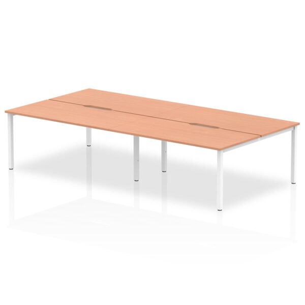 Evolve Plus 1600mm Back to Back 4 Person Desk Beech Top White Frame BE228