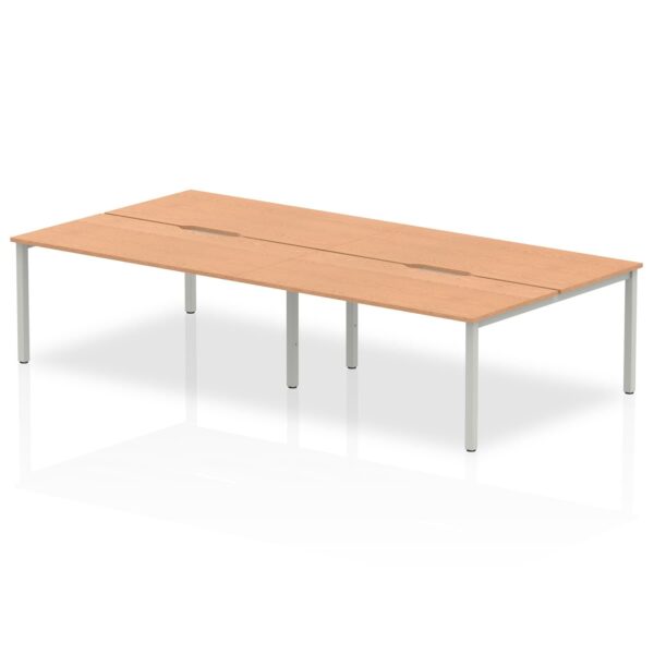 Evolve Plus 1600mm Back to Back 4 Person Desk Oak Top Silver Frame BE250