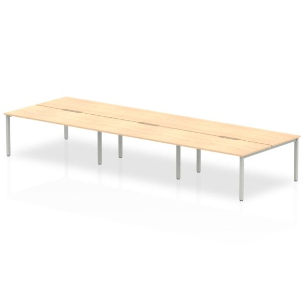 Evolve Plus 1600mm Back to Back 6 Person Desk Maple Top Silver Frame BE289