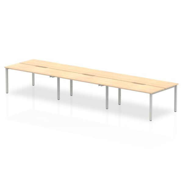 Evolve Plus 1400mm Back to Back 6 Person Desk Maple Top Silver Frame BE294