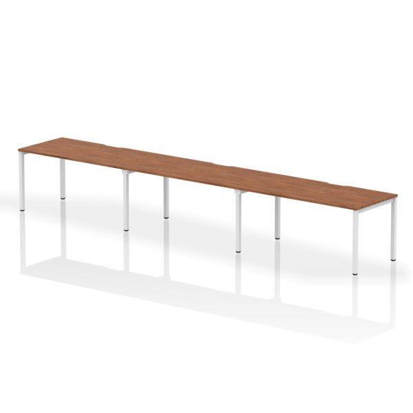 Dynamic Evolve Plus 1600mm Single Row 3 Person Desk Walnut Top White Frame BE387