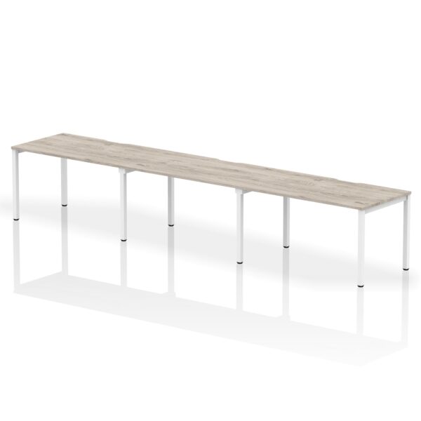 Dynamic Evolve Plus 1400mm Single Row 3 Person Desk Grey Oak Top White Frame BE774
