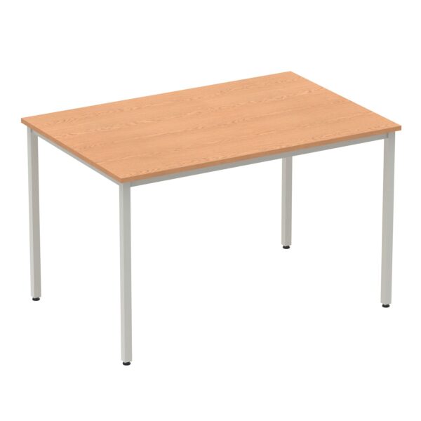 Impulse 1200mm Straight Table Oak Top Silver Box Frame Leg BF00128