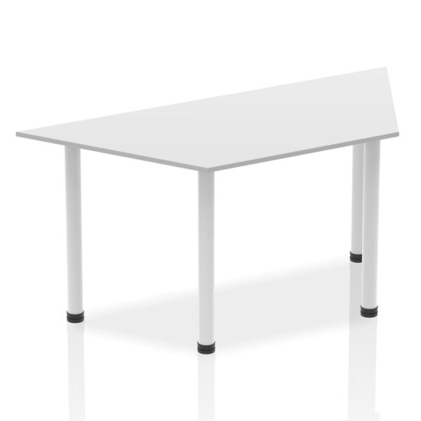 Dynamic Impulse 1600mm Trapezium Table White Top Silver Post Leg BF00176
