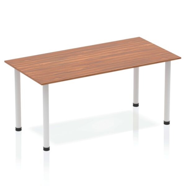 Dynamic Impulse 1400mm Straight Table Walnut Top Silver Post Leg BF00185