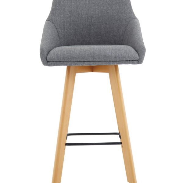 Carmen Grey Fabric Wooden Leg High Stool BR000225
