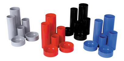 Deflecto Essentials Tiered Tube Tidy 6 Compartments Red - CP018YTRED