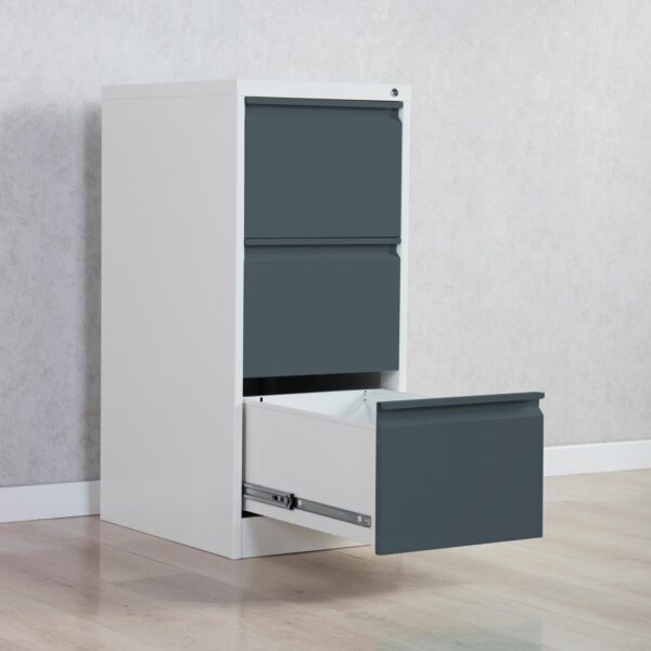 Phoenix FC Series 3 Drawer Filing Cabinet Grey Body Anthracite Drawers with Key Lock - FC1003GAK