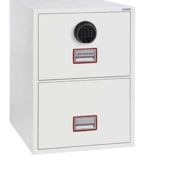 Phoenix Vertical Fire File 2 Drawer Filing Cabinet Finger Lock White FS2252F