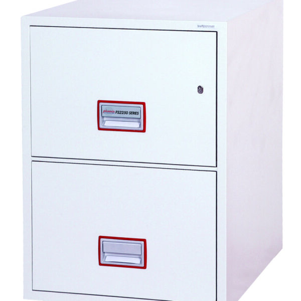 Phoenix Vertical Fire File 2 Drawer Filing Cabinet Key Lock White FS2252K
