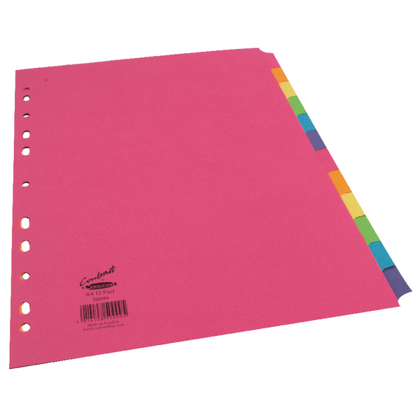 Concord Divider 12 Part A4 160gsm Board Bright Assorted Colours 50999
