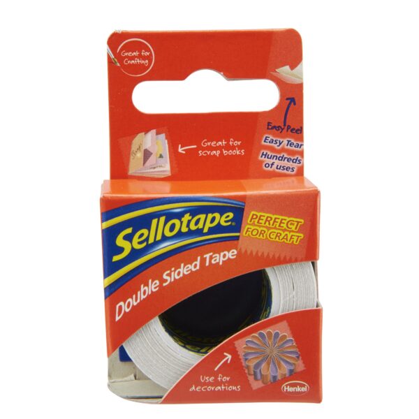 Sellotape Easy Peel Extra Strong Double Sided Tape 15mm x 5m (Pack 12) - 1445293