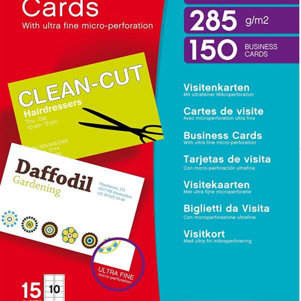 Decadry MicroLine Business Card 10 Per Sheet 285gsm Bright White (Pack 150) - OCB3261