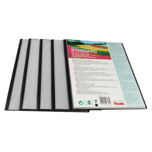 Pentel Recycology A4 Presentation File 7 Pocket Black (Pack 5) - DCP1407A