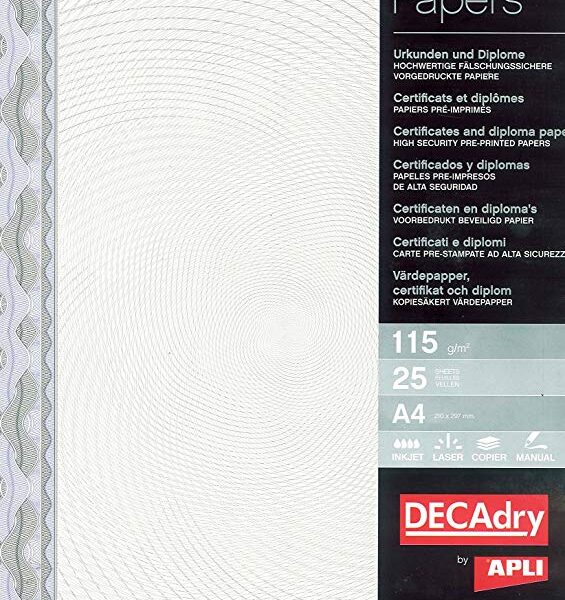 DECAdry Certificate Paper A4 115gsm Blue (Pack 25) - OSD4040