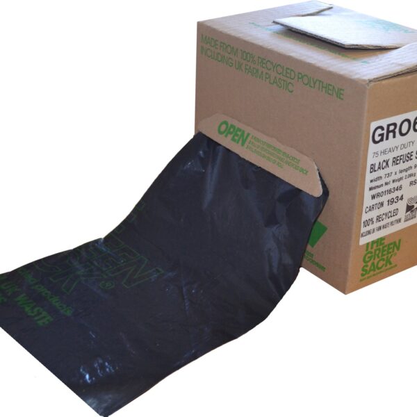 The Green Sack Heavy Duty Refuse Sack Cube 737x965mm Black (Pack 75) 0703116