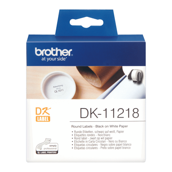 Brother Black On White Round 24mm Labels 1000 Labels - DK11218