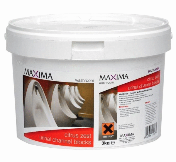 Maxima Urinal Channel Blocks 3KG Tub Yellow Citrus Zest- 1009005