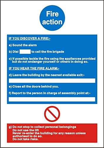 SECO Mandatory Safety Sign Fire Action Self Adhesive Vinyl 200 x 300mm - M011SAV-200X300