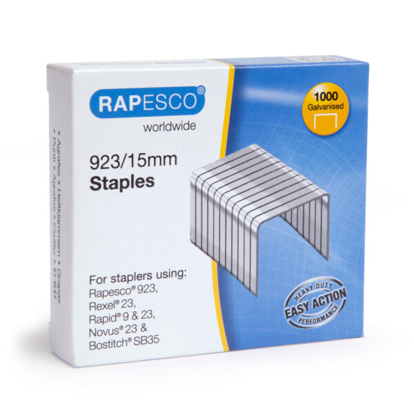 Rapesco 923/15mm Galvanised Staples (Pack 1000) - 1239