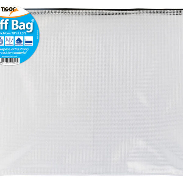 Tiger Tuff Bag Polypropylene A3 500 Micron Clear with Assorted Colour Zips - 301022