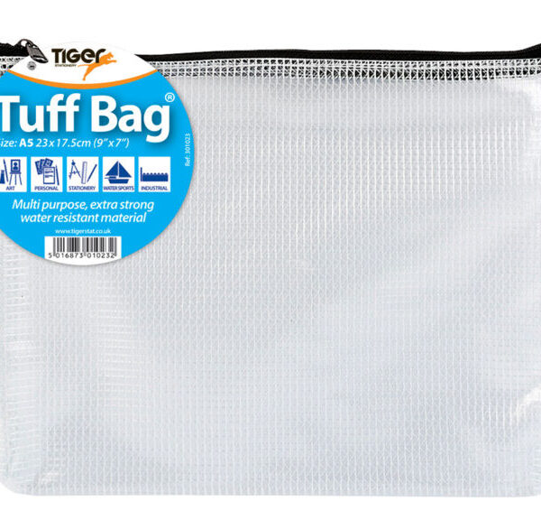 Tiger Tuff Bag Polypropylene A5 500 Micron Clear with Assorted Colour Zips - 301023
