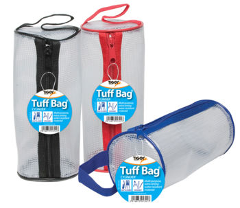 Tiger Tuff Bag Cylinder Pencil Case Polypropylene 550 Micron Clear with Assorted Colour Zips - 301341
