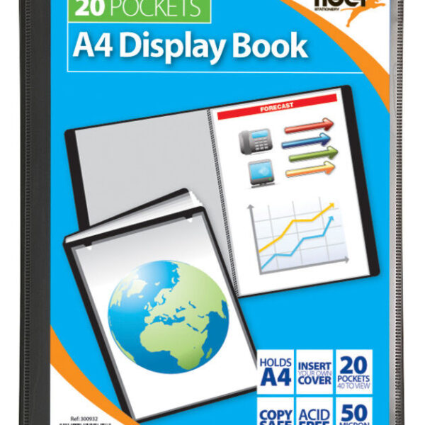Tiger A4 Presentation Display Book 20 Pocket Black - 300932
