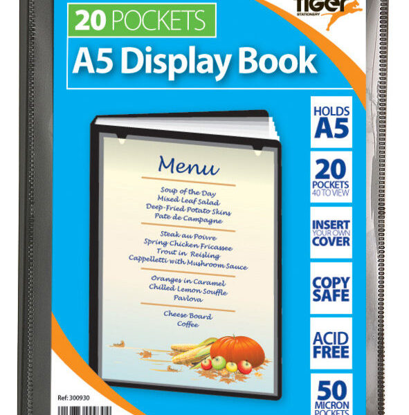 Tiger A5 Presentation Display Book 20 Pocket Black - 300930