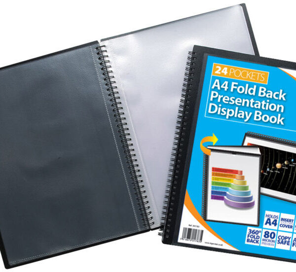 Tiger A4 Fold Back Display Book 24 Pocket Black - 301783