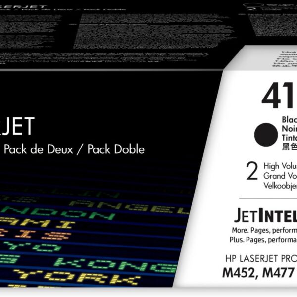 HP 410X Black High Yield Toner Cartridge Twinpack 2 x 6.5K pages (Pack 2) for HP Color LaserJet Pro M377/M452/M477 - CF410XD