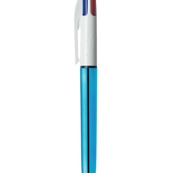 Bic 4 Colours Shine Ballpoint Pen 1mm Tip 0.32mm Line Blue Barrel Black/Blue/Green/Red Ink (Pack 12) - 982874