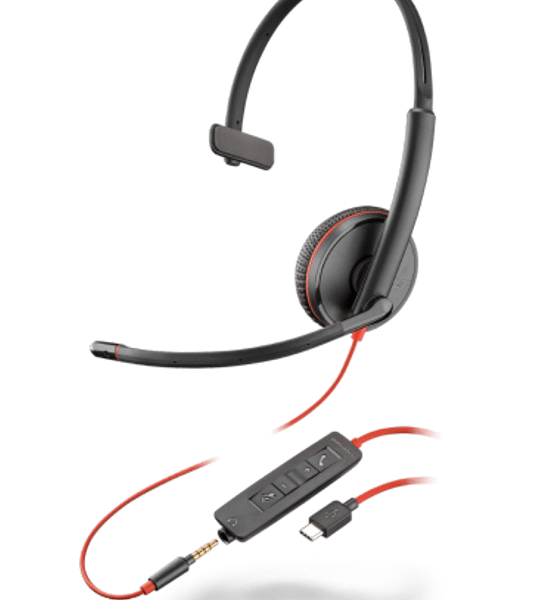 HP Poly Blackwire C3215 Monaural USB-C Wired Headset with Carry Case