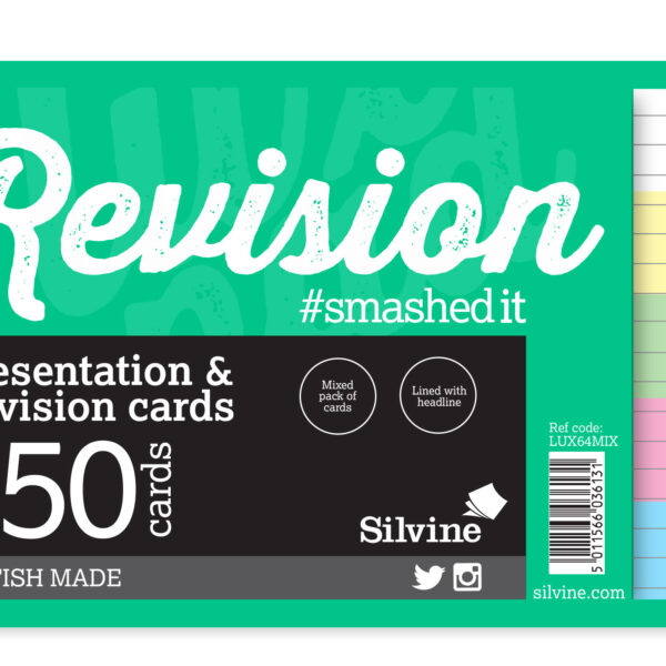 Silvine Revision and Presentation Cards Ruled 152x102mm Assorted Colours (Pack 150) - LUX64MIX