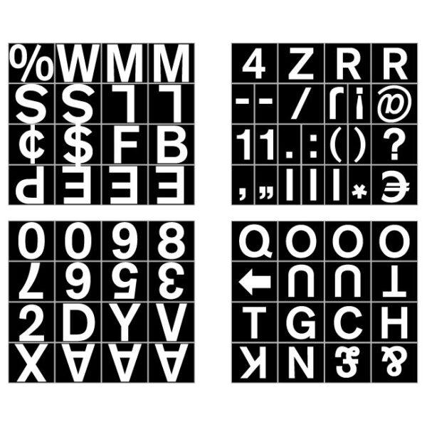 Bi-Office Magnetic Letters Numbers and Symbols 19mm White on Black CAR0802