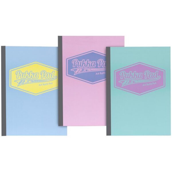 Pukka Pad A4 Refill Pad Ruled 160 Pages Pastel Blue/Pink/Mint (Pack 3) - 8902-PST