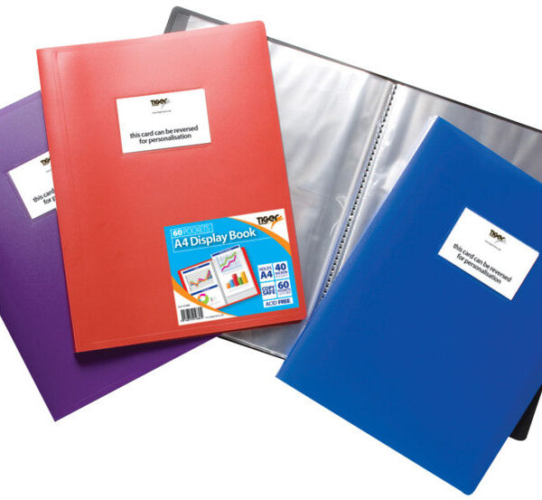 Tiger A4 Flexi Display Book 60 Pocket Assorted Colours (Single Book) - 301686