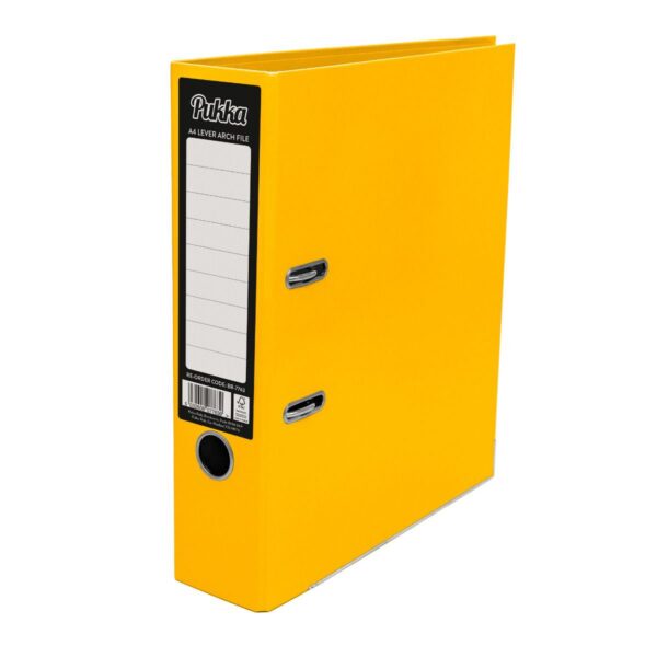 Pukka Brights Lever Arch File Laminated Paper on Board A4 70mm Spine Width Yellow (Pack 10) - BR-7763