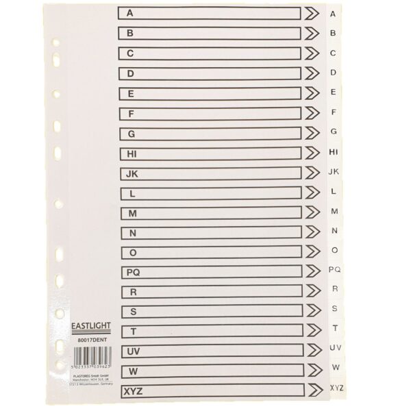 ValueX Index A-Z A4 120 Micron Polypropylene White - 80017DENT