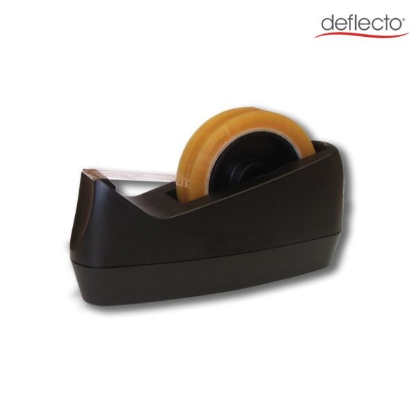 Deflecto Large Weighted Tape Dispenser Dual Core Black - CP170YTBLK