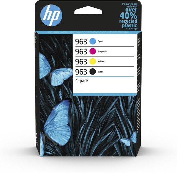 HP 963 Black Cyan Magenta Yellow Standard Capacity Ink Multipack 24.09ml + 3 x 10.7ml (Pack 4) for HP OfficeJet Pro 9010/9020 series - 6ZC70AE