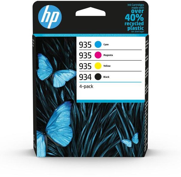 HP 934/935 Black Cyan Magenta Yellow Standard Capacity Ink Cartridge Multipack 10ml + 3 x 4.5ml (Pack 4) for HP OfficeJet Pro 6230/6830 - 6ZC72AE
