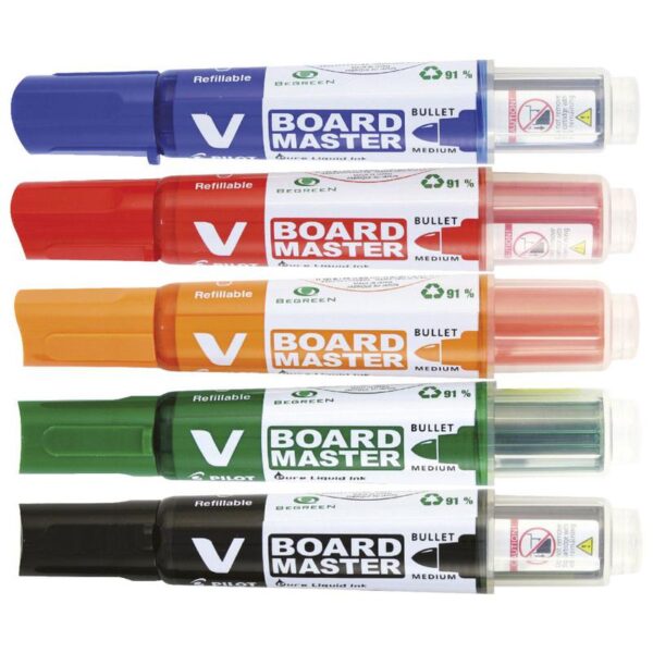 Pilot V-Board Master Whiteboard Marker Bullet Tip 2.3mm Line Assorted Colours (Pack 5) - 4902505358371