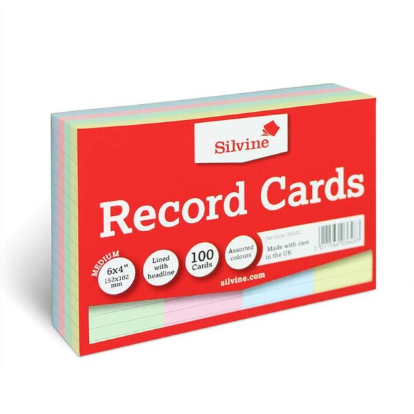 ValueX Record Cards Ruled 152x102mm Assorted Colours (Pack 100) - 564AC