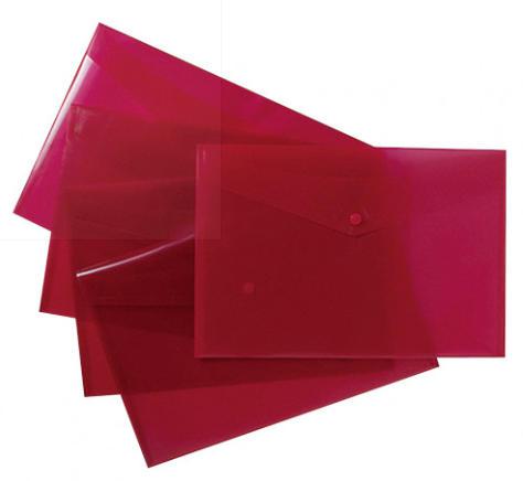 ValueX Press Stud Plastic Popper Wallet 200 Micron A4 Plus 355x236mm Red 301395