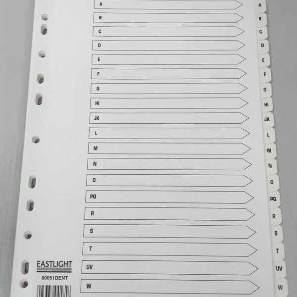 ValueX Index A-Z A4 Card White 150gsm with White Mylar Tabs 80058DENT